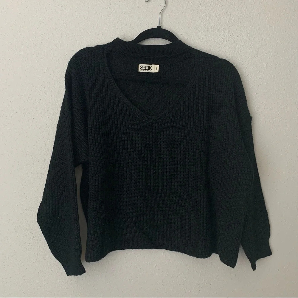Seek the Label black knit cropped sweater S